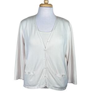 Lauren Ralph Lauren Ivory Silk Blend Twin Set PL EUC